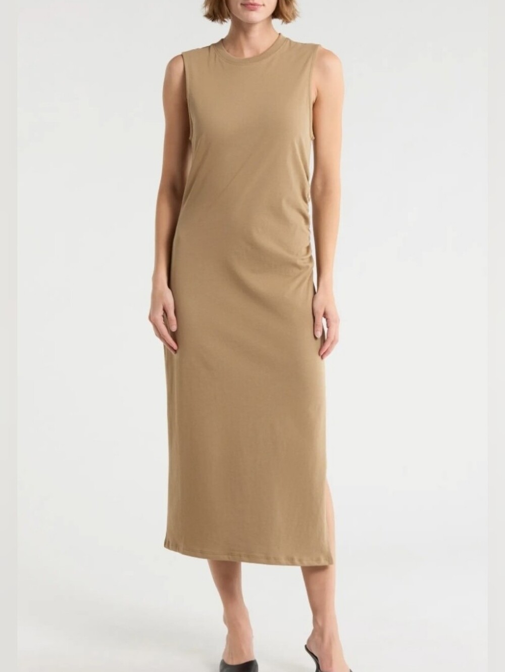FRAME Sleeveless Midi Tank Dress Camel Khaki Large NWT